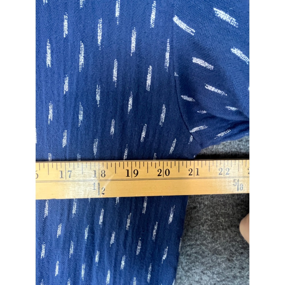Faherty Blue Organic Cotton Midi Shift Dress Ikat M Gauzy Travel Coastal Natural - Picture 4 of 16